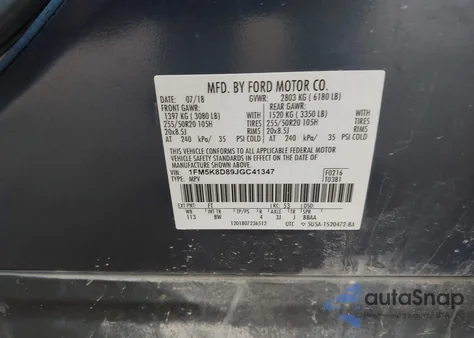 2018 Ford Explorer Xlt from USA, damaged, VIN 1FM5K8D89JGC41347